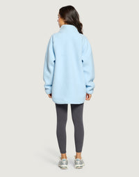 Gym + Coffee Horizon Longline Half Zip in Glacial Blue