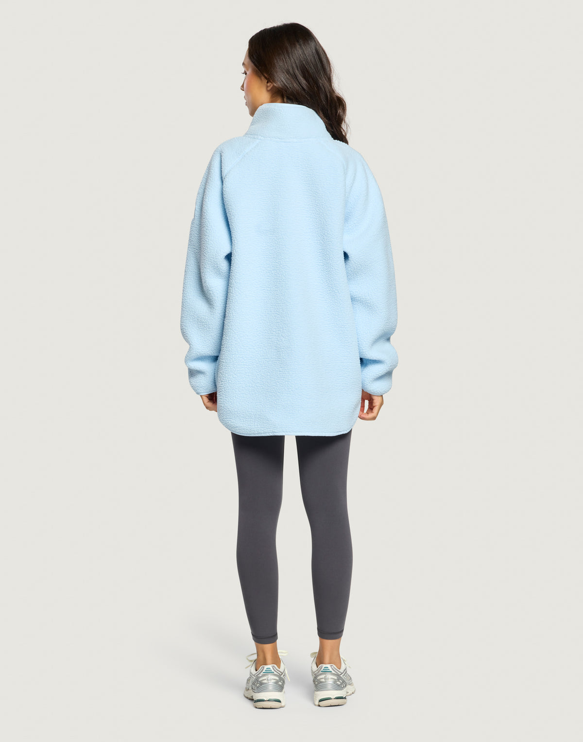 Gym + Coffee Horizon Longline Half Zip in Glacial Blue