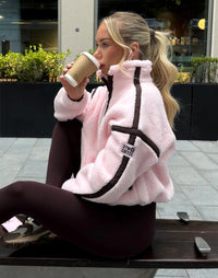 Gym + Coffee Industry Fleece Half Zip In Ballet Pink
