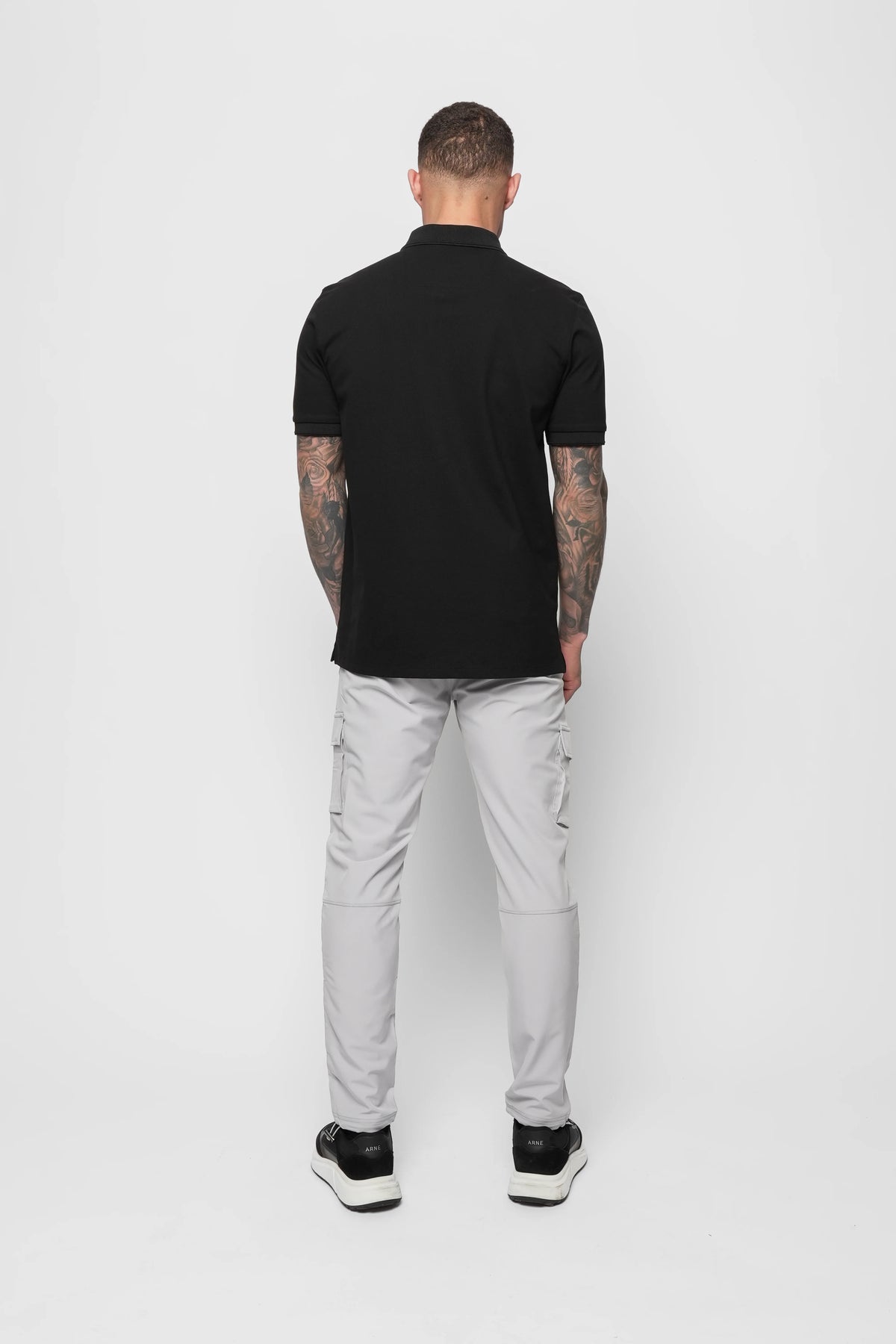 Valere Milano Luxe Mercerised Zip Up Polo In Black