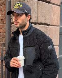 Gym + Coffee Industry Fleece Full Zip Jacket in Black