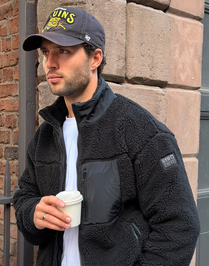 Gym + Coffee Industry Fleece Full Zip Jacket in Black