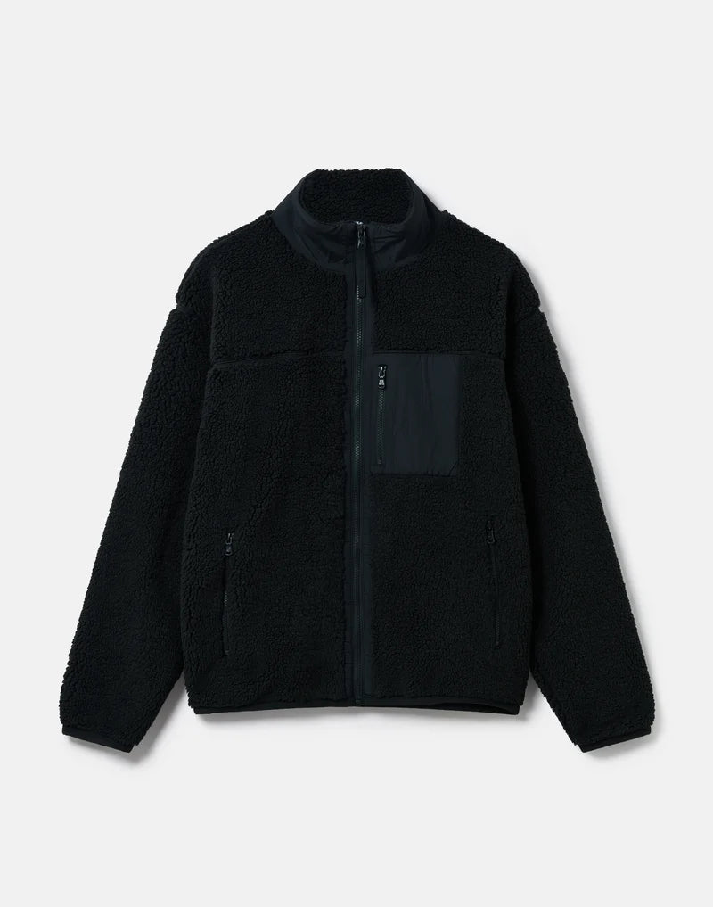 Gym + Coffee Industry Fleece Full Zip Jacket in Black