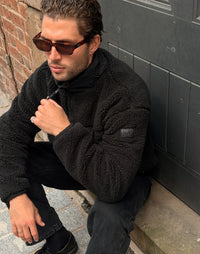 Gym + Coffee Industry Fleece Full Zip Jacket in Black
