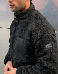 Gym + Coffee Industry Fleece Full Zip Jacket in Black