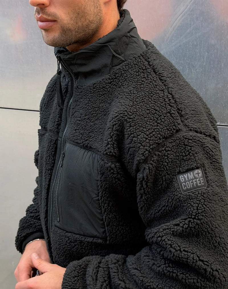Gym + Coffee Industry Fleece Full Zip Jacket in Black