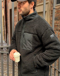 Gym + Coffee Industry Fleece Full Zip Jacket in Black