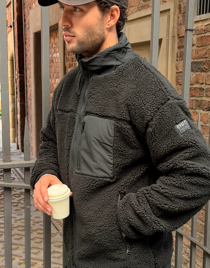 Gym + Coffee Industry Fleece Full Zip Jacket in Black