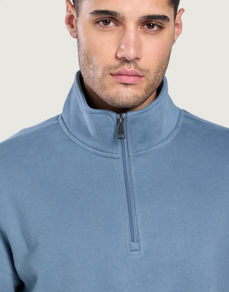 Gym + Coffee Daily Quarter Zip In Stormy Blue