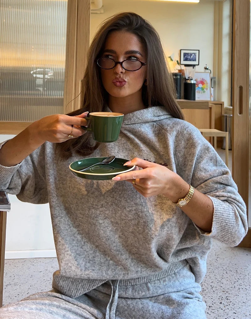 Gym + Coffee Hoodie In Light Heather Grey.
