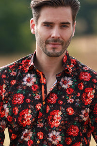 Claudio Lugli Garden Flowers Print Shirt In Black