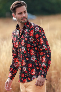 Claudio Lugli Garden Flowers Print Shirt In Black