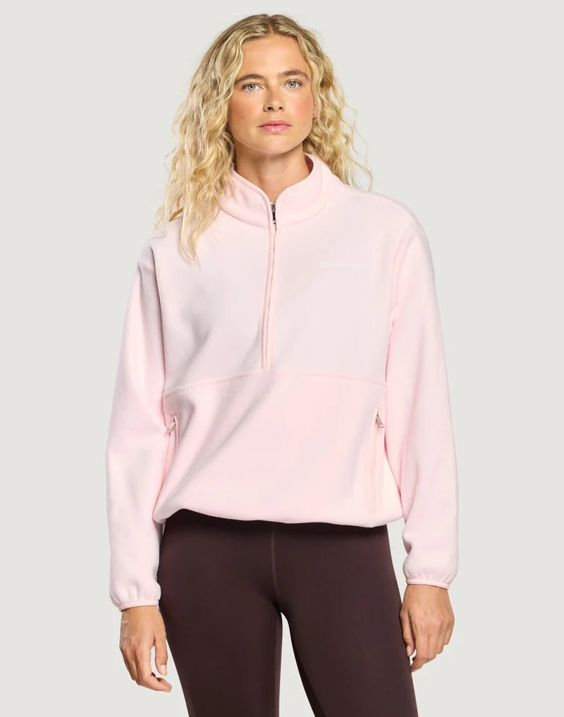 Gym + Coffee Polar Half Zip Fleece In Ballet Pink