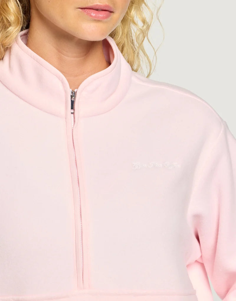 Gym + Coffee Polar Half Zip Fleece In Ballet Pink