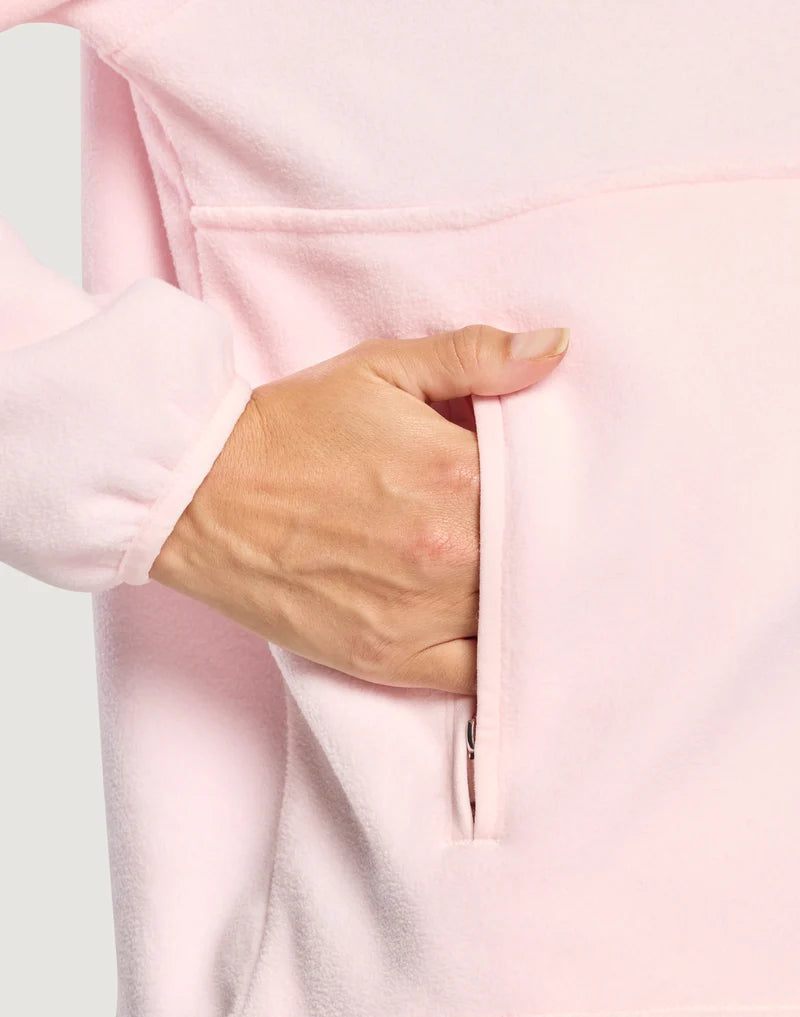Gym + Coffee Polar Half Zip Fleece In Ballet Pink