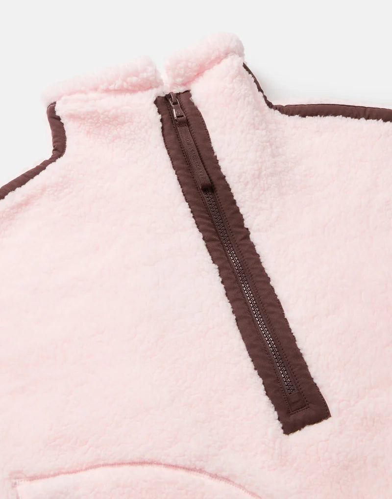 Gym + Coffee Industry Fleece Half Zip In Ballet Pink