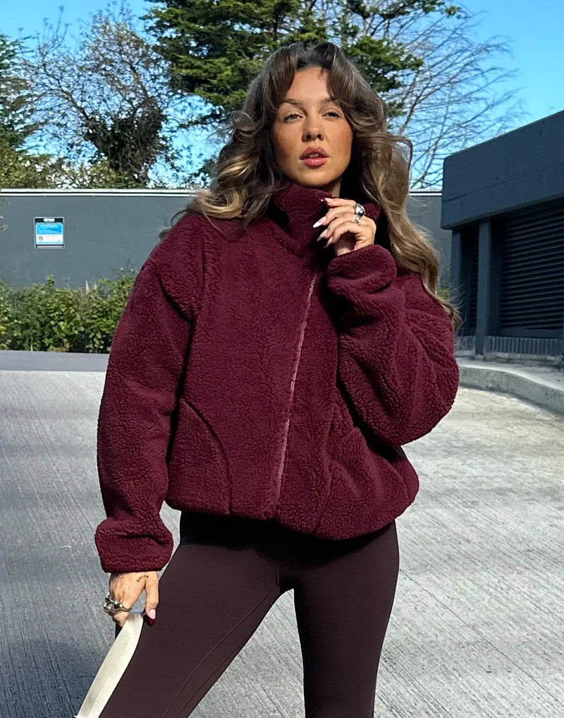Gym + Coffee Industry Fleece High Collar Cherry Crush