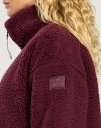 Gym + Coffee Industry Fleece High Collar Cherry Crush