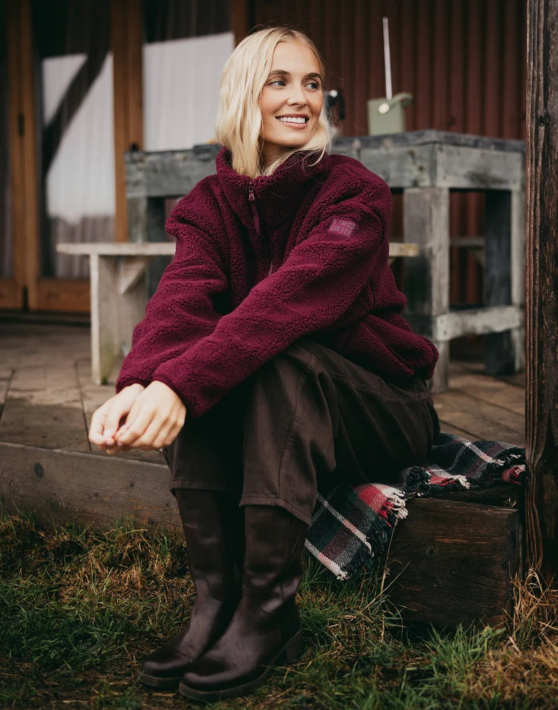 Gym + Coffee Industry Fleece High Collar Cherry Crush
