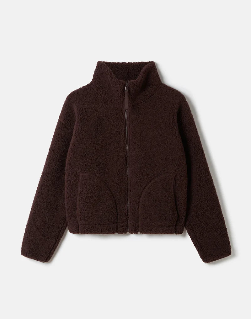 Gym + Coffee Industry Fleece High Collar In Mocha Bean.