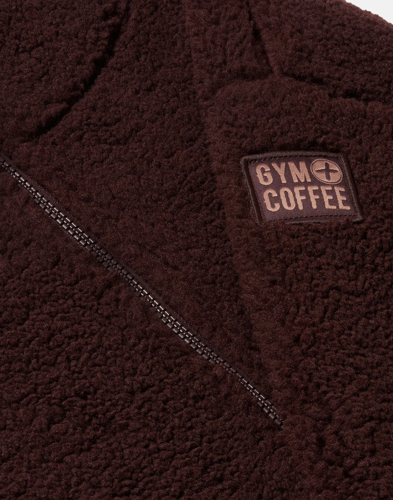 Gym + Coffee Industry Fleece High Collar In Mocha Bean.