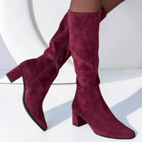 Caprice Bordeaux Stretch Red Suede Heel Boots