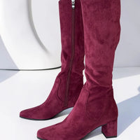 Caprice Bordeaux Stretch Red Suede Heel Boots