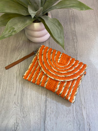 Woven Clutch Bag In Orange