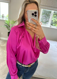 Hattie Cowl Blouse In Pink