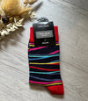 Van Buck Stripey Print Socks In Navy/Red