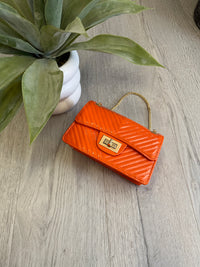 Mia Patent Handbag In Orange