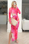 Emilia Patterned Maxi Dress In Pink