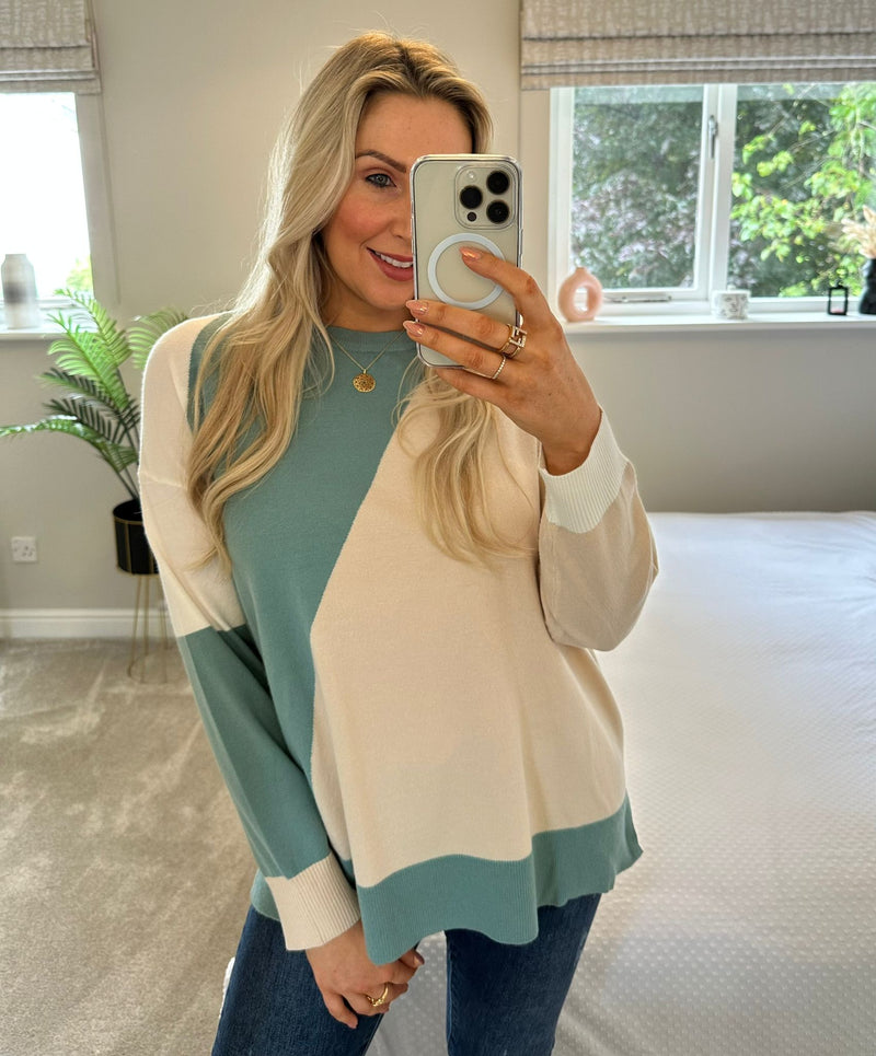 Elle Abstract Jumper In Teal
