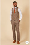 Marc Darcy Ray Check Trousers in Tan