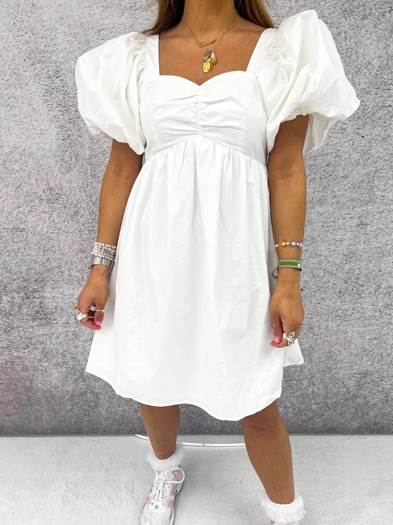 Dahlia Puff Sleeve Dress in White