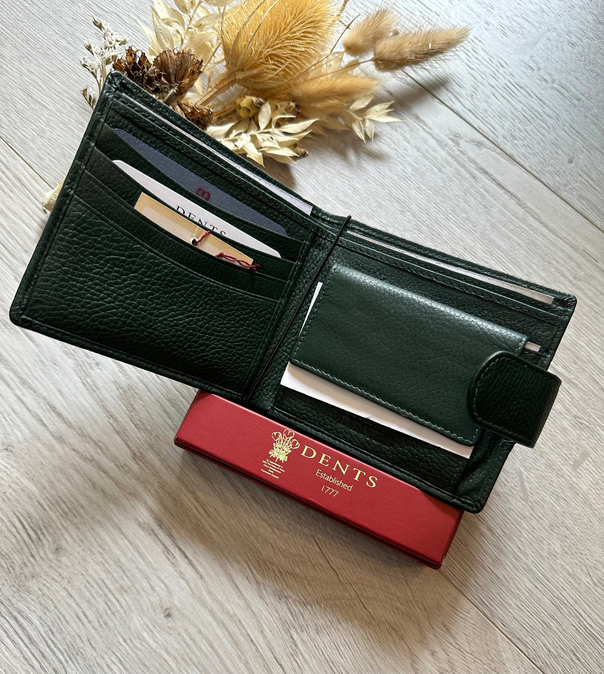 Dents Leather Wallet In Bottle Green