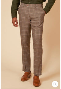 Marc Darcy Ray Check Trousers in Tan