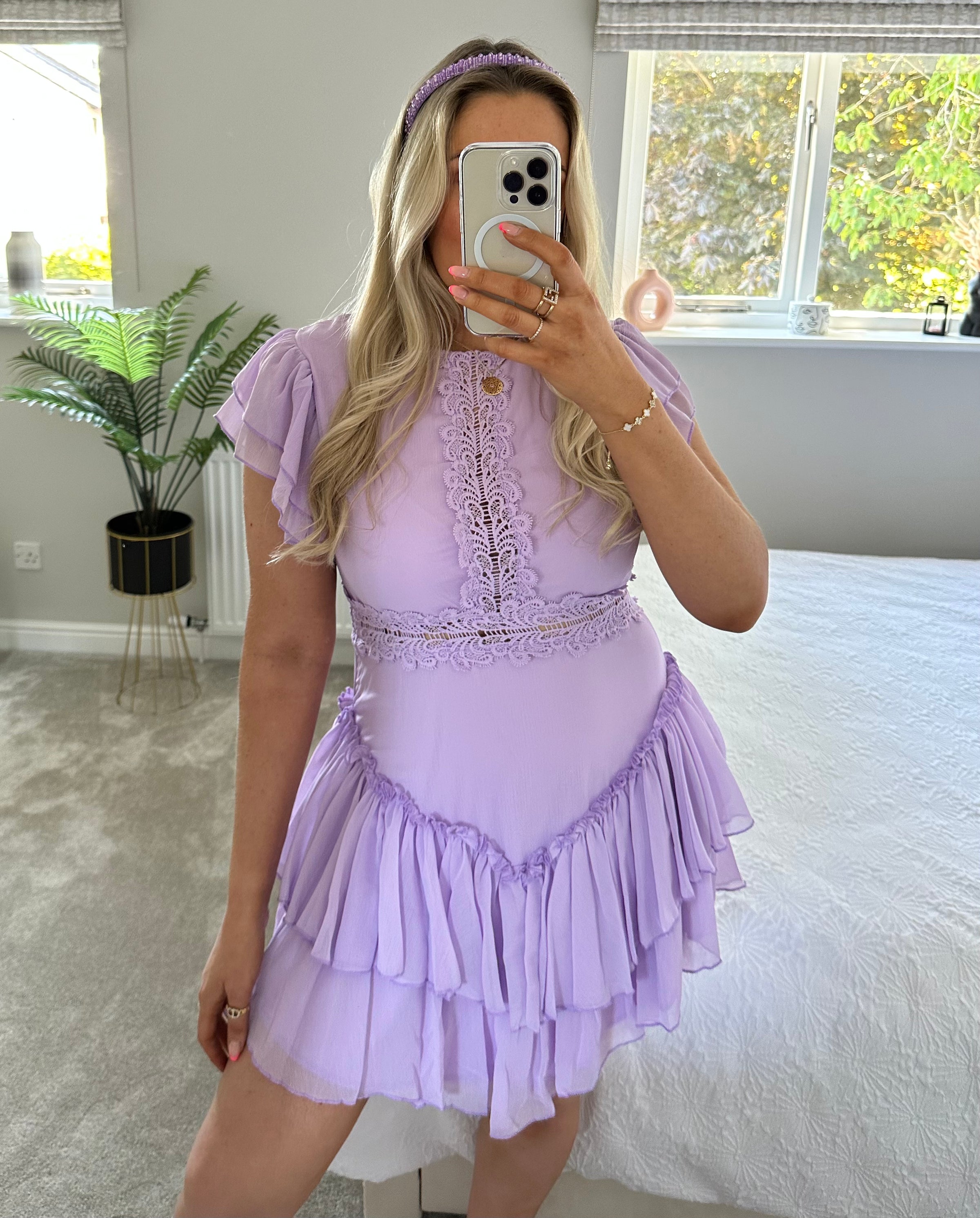 Avery Frill Dress In Lilac