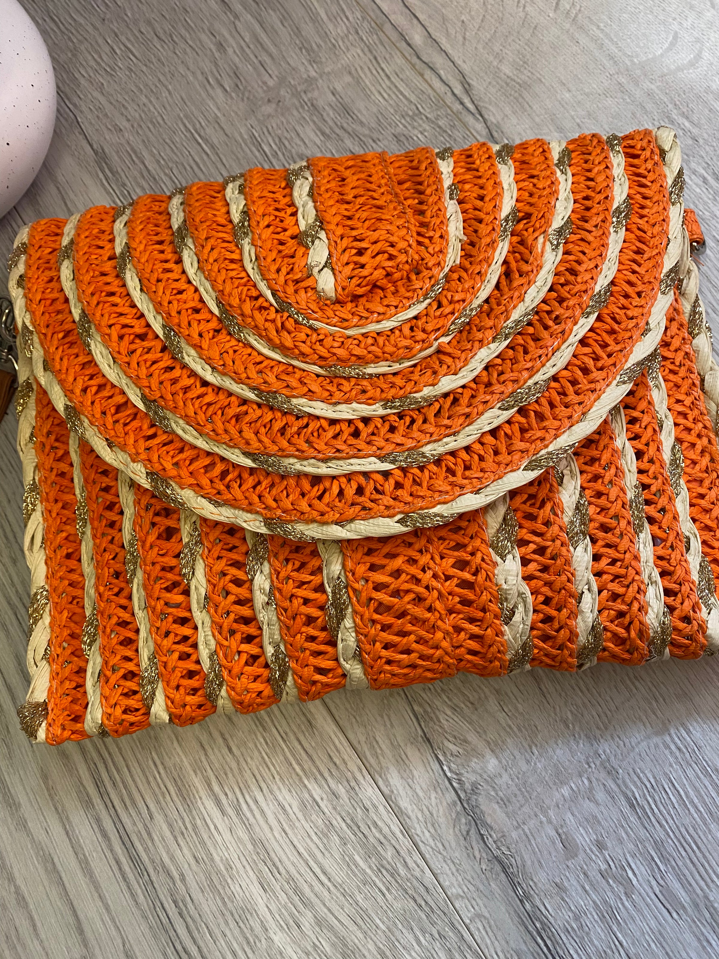 Woven Clutch Bag In Orange