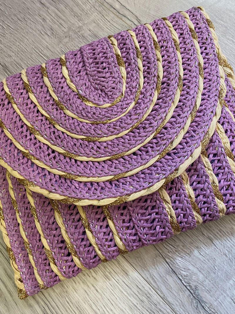 Woven Clutch Bag In Lilac