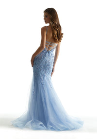 Mori Lee Sequin Embroidered Sparkle Mermaid Prom Dress In Periwinkle