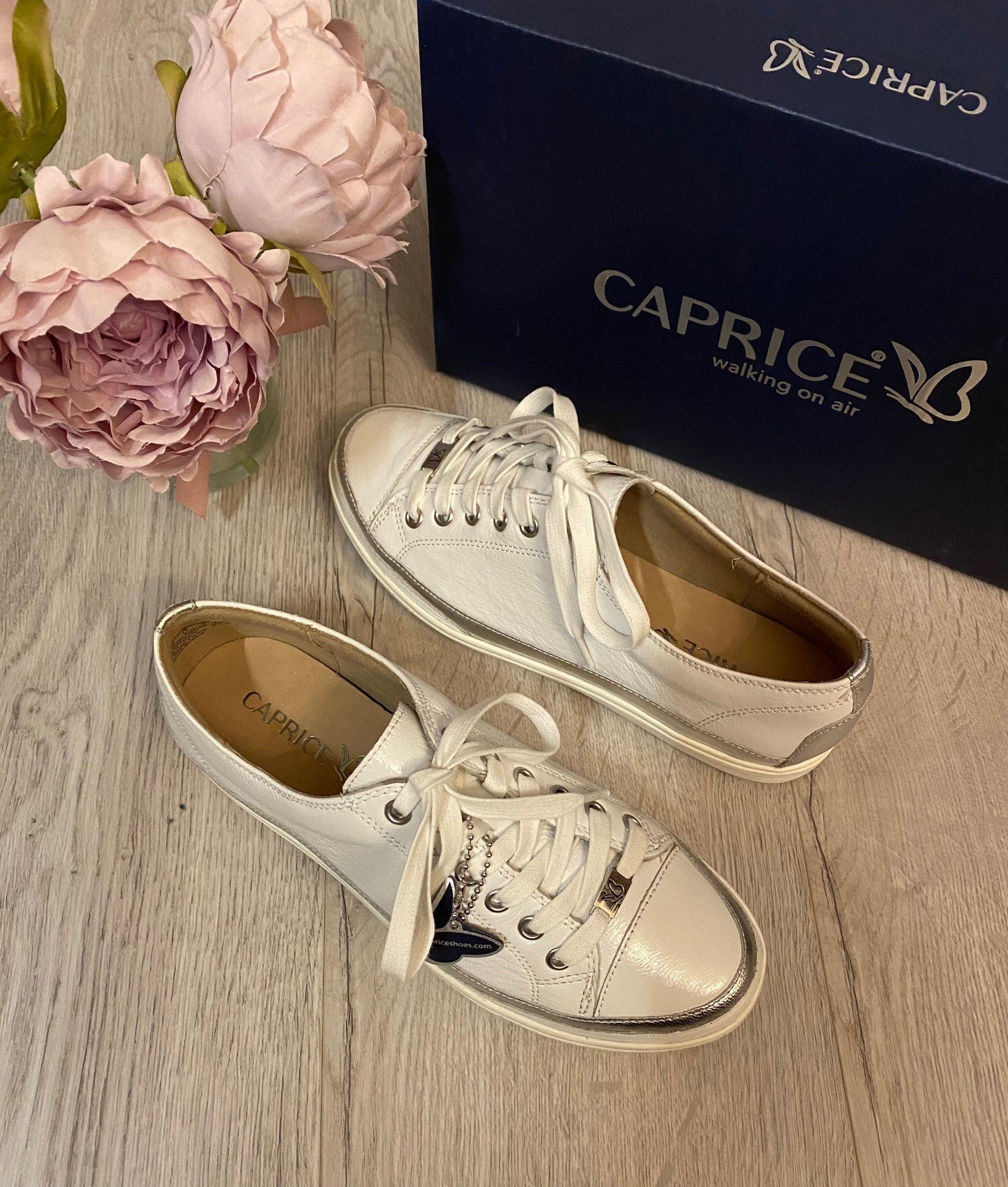 Caprice Patent Leather Trainers in White