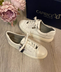 Caprice Leather Zip Trainers in White