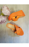 Cara Cross Strap Flatform Sandals in Orange