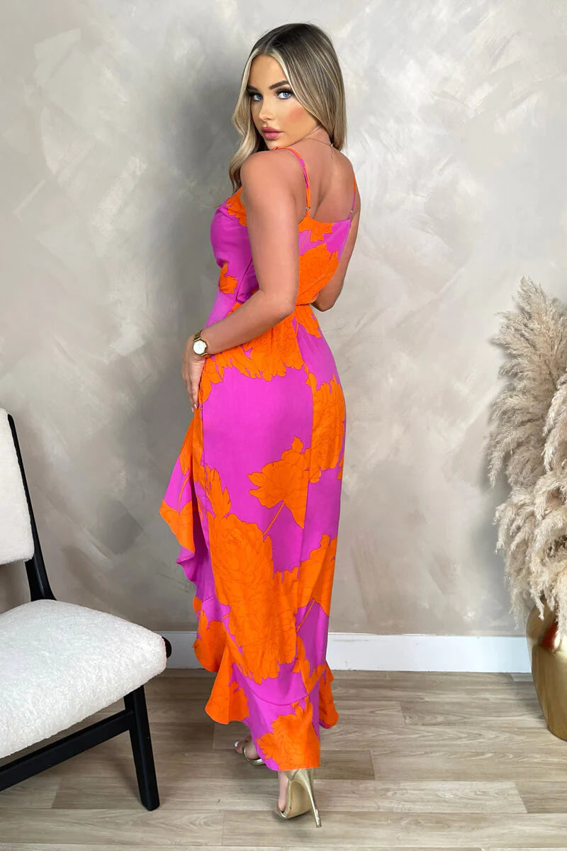 Luce Midi Dress in Purple and Orange