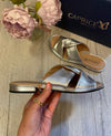 Caprice Leather Twist Sandals in Metallic Silver