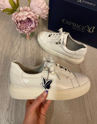 Caprice Leather Zip Trainers in White