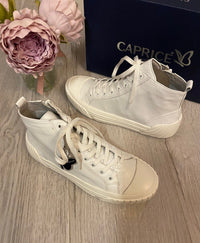 Caprice Leather Hi Top Trainers in White
