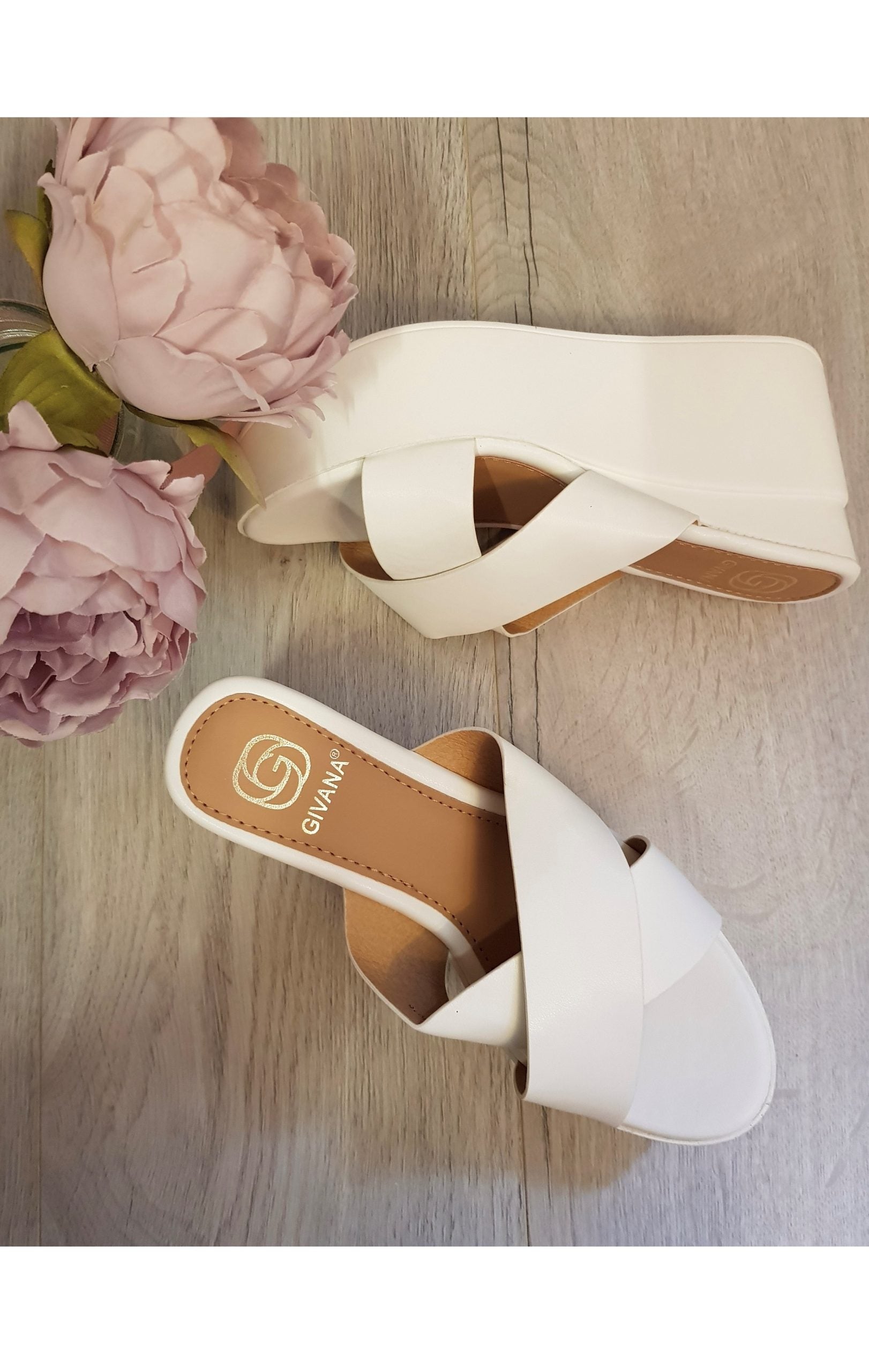 White store flatform sandals