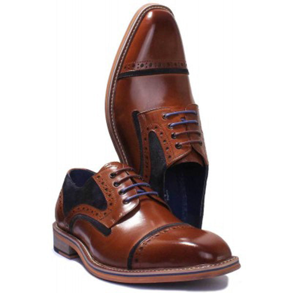 Justin Reece Dennis Shoes Brown and Blue – elanclitheroe